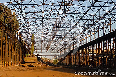 S Broom. Scrap metal loading. Mechanisms for loading scrap metal. Loading process. Stock Photo