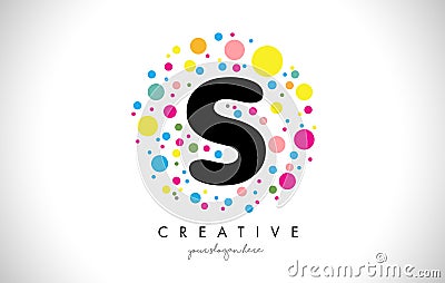 S Bubble Dots Letter Logo Design with Creative Colorful Bubbles. Vector Illustration