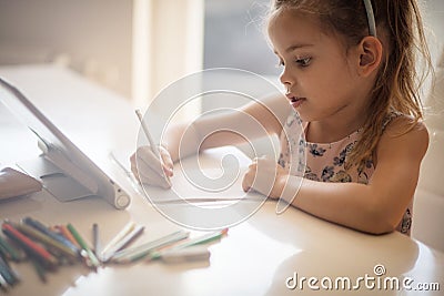 She`s a budding young artist Stock Photo