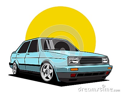 90s car cartoon illustration graphic vector concept Vector Illustration
