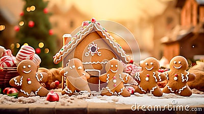 It's Christmas morning, and you wake up to the delightful aroma of freshly baked gingerbread cookies, generative ai Stock Photo