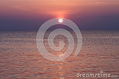 Panorama of sunset at sea. Stock Photo