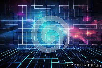 80s computer interface grid backdrop 80s retro nostalgic Stock Photo