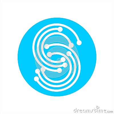 S, CSC, SS initials geometric network line and digital data logo Vector Illustration