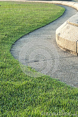 S curve path Walkway and grass. Stock Photo