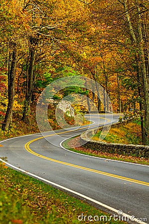 S-Curved Road On Skyline Drive Stock Photo