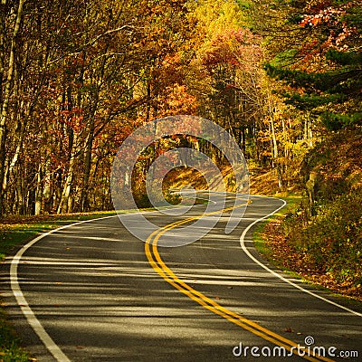 S-Curved Road On Skyline Drive Stock Photo