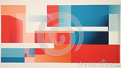 1970s Dell Screen Printed Color Blocking Stock Photo