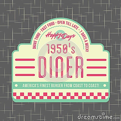 1950s Diner Style Logo Design Vector Illustration