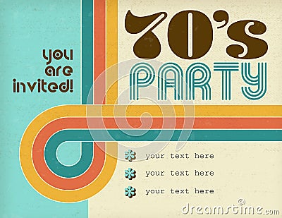 70s Disco Party Retro Invitation Art Card Stock Photo