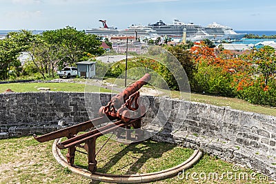 1800s Era Cannon on Fort Fincastle, Nassau, Bahamas Editorial Stock Photo