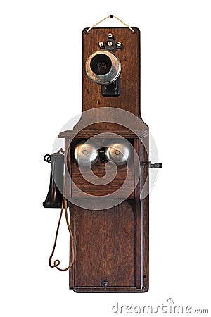 1800s Fiddleback Wall Telephone Stock Photo
