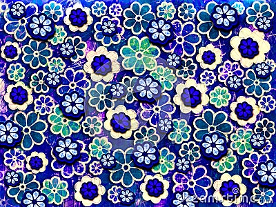 60's Flower Pattern Stock Photo