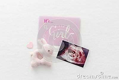 It`s a girl baby shower pink theme Stock Photo