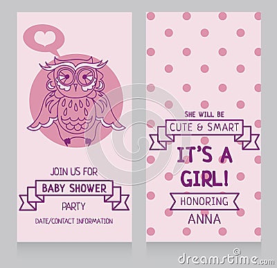 `It`s a girl!` cards for baby shower Vector Illustration