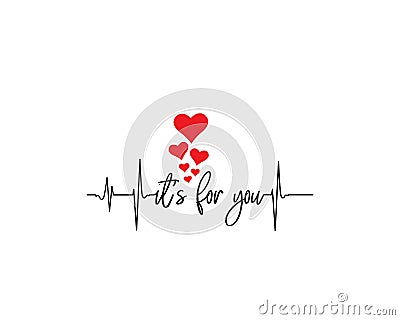 Hearts beat cardiogram illustration isolated on white background Vector Illustration