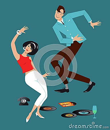 1960s house party Vector Illustration