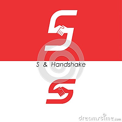 S - Letter abstract icon & hands logo design vector template.Teamwork and Partnership concept.Business offer and Deal symbol. Vector Illustration