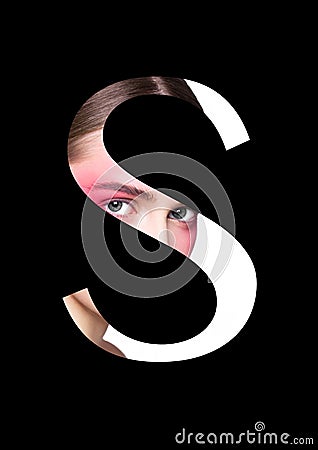 S letter beauty makeup girl creative fashion font Stock Photo