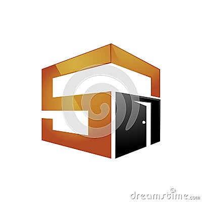 S Letter Cube Building Construction 3D Logo Icon Vector Illustration