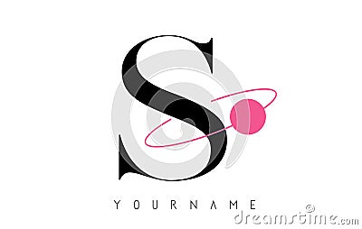 S Letter Logo Design with a Round Pink Eclipse Vector Illustration