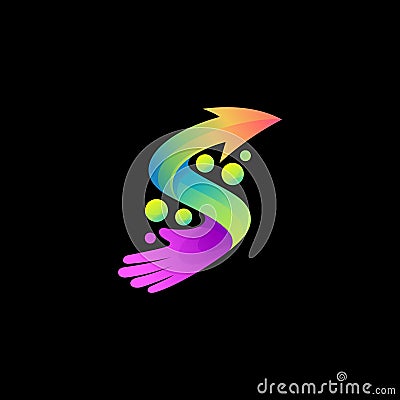 S logo and arrow design social, colorful logos Vector Illustration