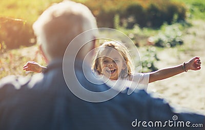 It`s the love of grandfather and granddaughter Stock Photo