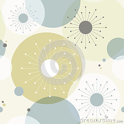 Retro Atomic 1950s Mid Century Vintage Seamless Background Vector Illustration