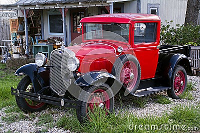 1930's Model A Truck, Antique Store, Fredericksburg Texas Editorial Stock Photo