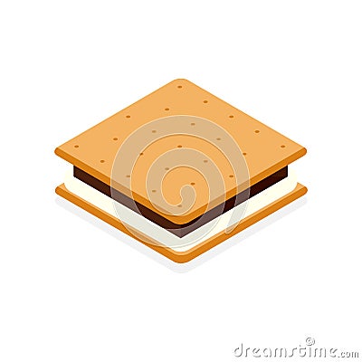 S`more with cracker chocolate and marshmallow Vector Illustration