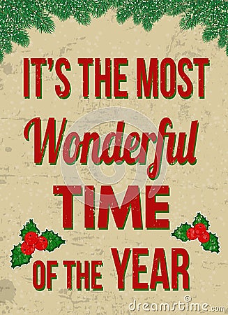 It`s the most wonderful time of the year retro advertising poster Vector Illustration