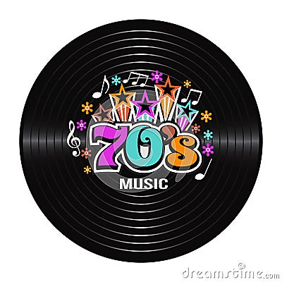 70s Music discography. Vector Illustration