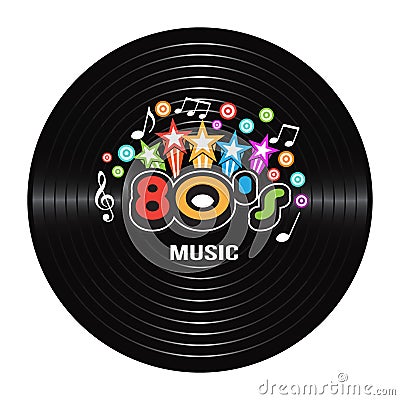 80s Music discography. Vector Illustration