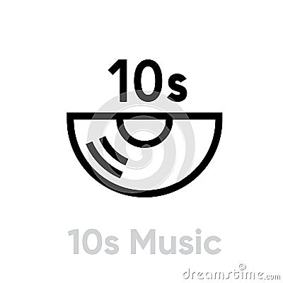 10s Music Vinyl icon. Editable line vector. Vector Illustration