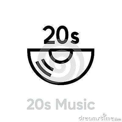 20s Music Vinyl icon. Editable line vector. Vector Illustration