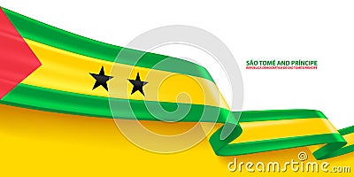 São Tomé and Príncipe 3D Ribbon Flag Vector Illustration