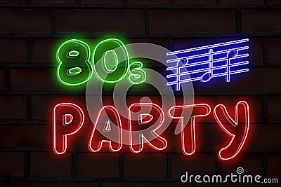 80s party neon lights Stock Photo