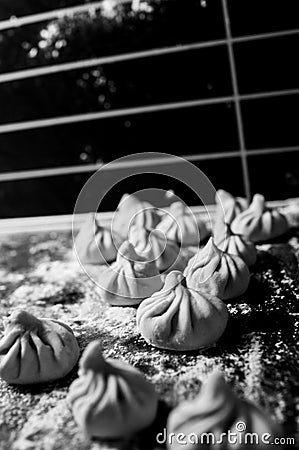 Traditional georgian dumplings, khinkali Stock Photo