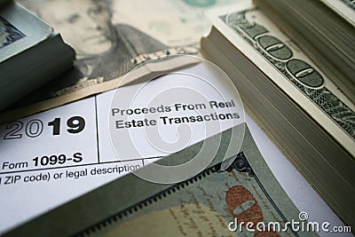 1099-S Proceeds From Real Estate Transactions Tax Form Stock Photo