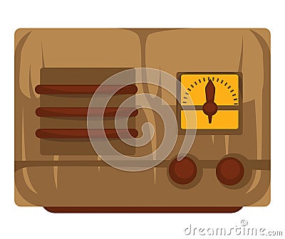 1930s radio isolated object, vintage device, retro technologies Vector Illustration