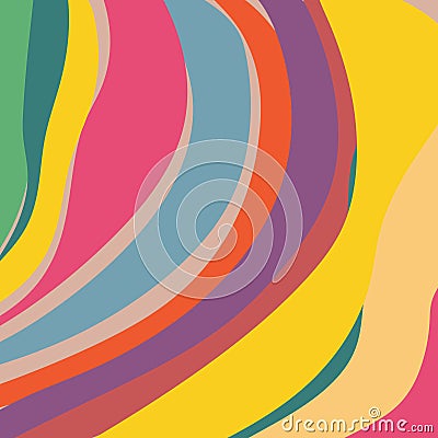 1970s retro background with liquid shapes. 1960s hippie wallpaper design Vector Illustration