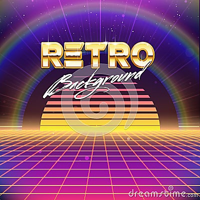 80s Retro Futurism Sci-Fi Background Vector Illustration