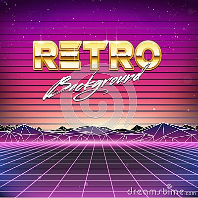 80s Retro Futurism Sci-Fi Background Vector Illustration