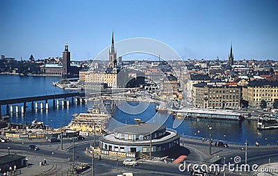 1950`s Retro Image of the City of Stockholm, Sweden Editorial Stock Photo