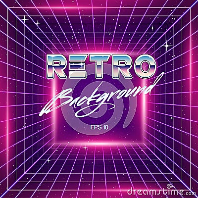 80s Retro Sci-Fi Background Vector Illustration