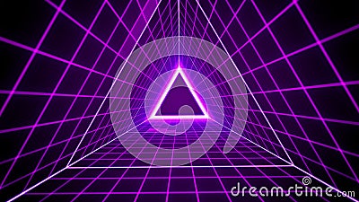 80`s retro style background with triangle grid lights Stock Photo