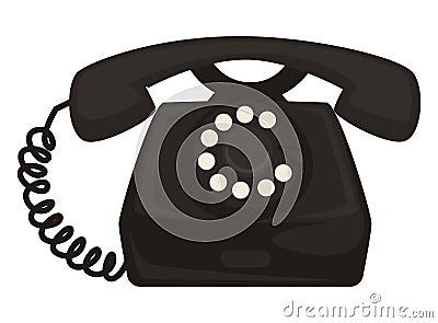 40s retro telephone with dial and receiver, vintage phone Vector Illustration