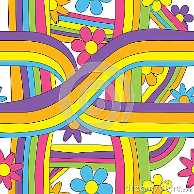 60s 70s Seamless Pattern Vector Illustration