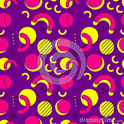 80s, 90s seamless vector pattern, neon electronic background. Memphis stile stereos print Vector Illustration