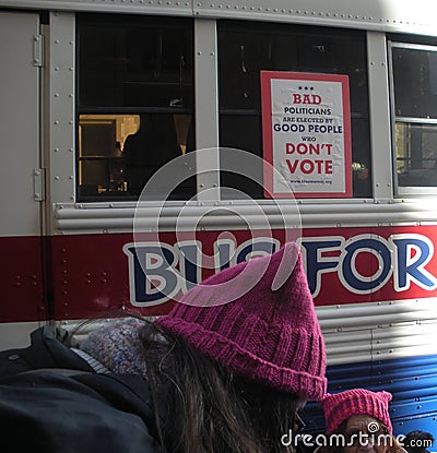 Vote, Bus For Progress, Women`s March, NYC, NY, USA Editorial Stock Photo